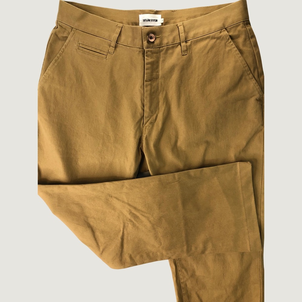 Taylor Stitch Democratic Chino Pant Men 33x28 Brown British Khaki Organic Cotton